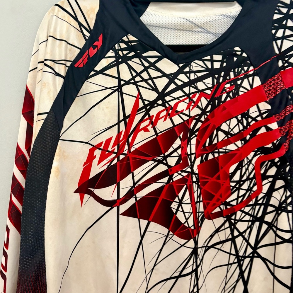 Fly Racing Red and White Men's Jersey - Picture 4 of 8
